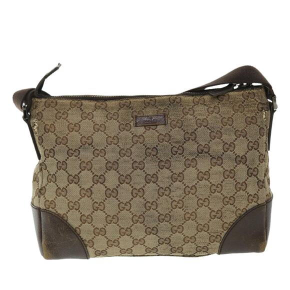 GUCCI GG Canvas Shoulder Bag Beige Brown - Picture 2 of 12